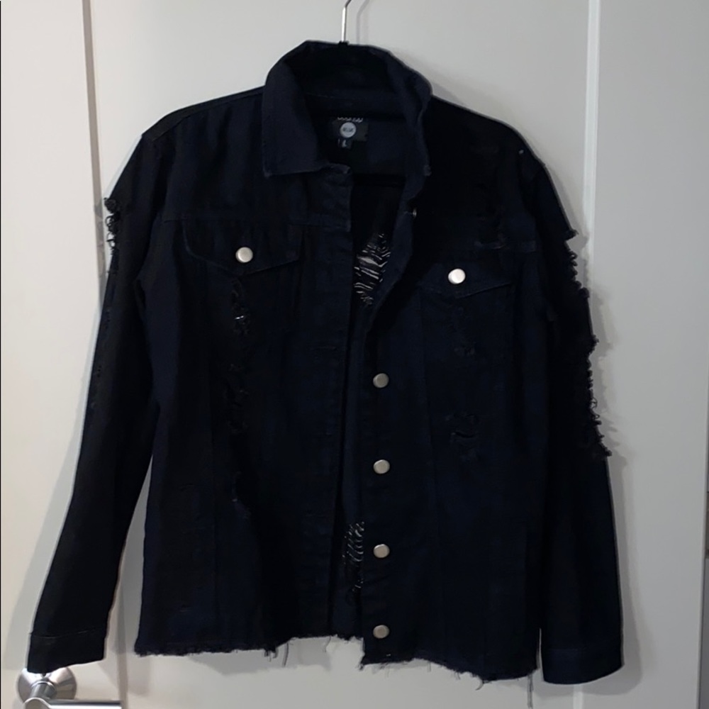 Distressed Black Jean Jacket